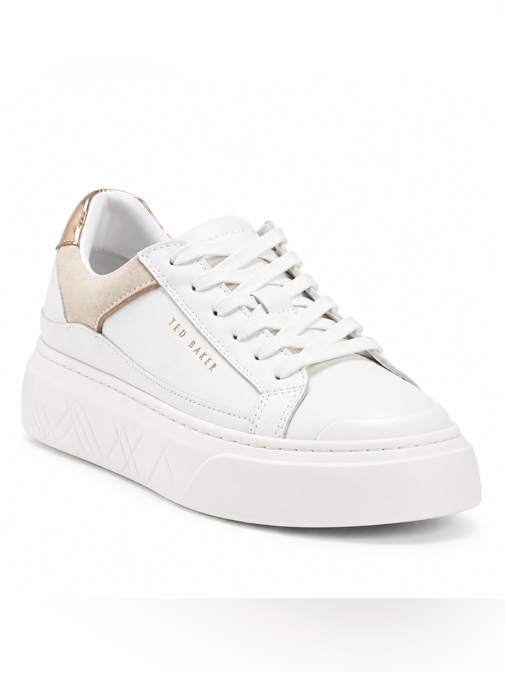 NEW TED BAKER Leather Adison Metallic Accent Platform Sneakers Size 8